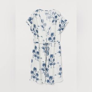 H&M Desmond X Dempsey Linen Blend Dress Women S Tropical Palm Trees Hawaiian